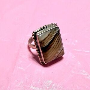 Sterling Silver lace agate ring size 9.5